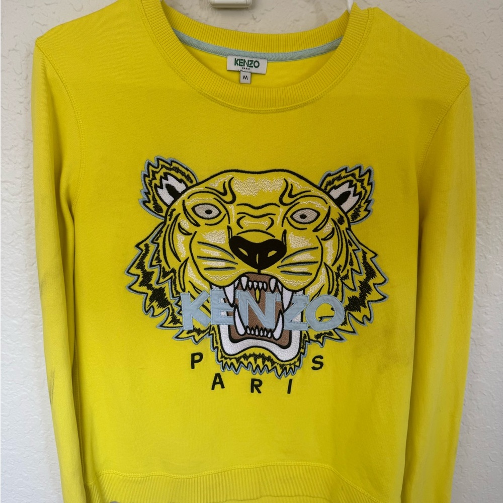 KENZO Women's Yellow Tiger Crewneck Sweatshirt M
